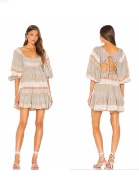 Free People - All Lined Up Linen Mini Dress
